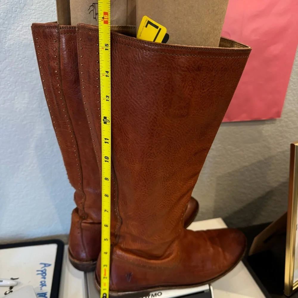 Frye Women's Tan Leather Over‎ the Knee Boots size 9B Vintage Western Boho